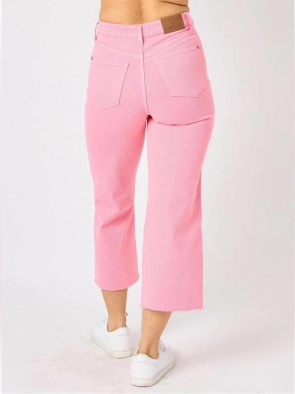 NEW Judy Blue Lisa High Rise Control Top Wide Leg Crop Jeans in Pink size 7/28 - Picture 3 of 11